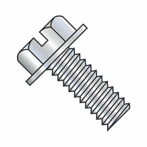 #10-24 x 3/8 in Slotted Flange Hex Machine Screw, Zinc Plated Steel, Usa Industrials, Mfr#: BULK-SCRW-6102